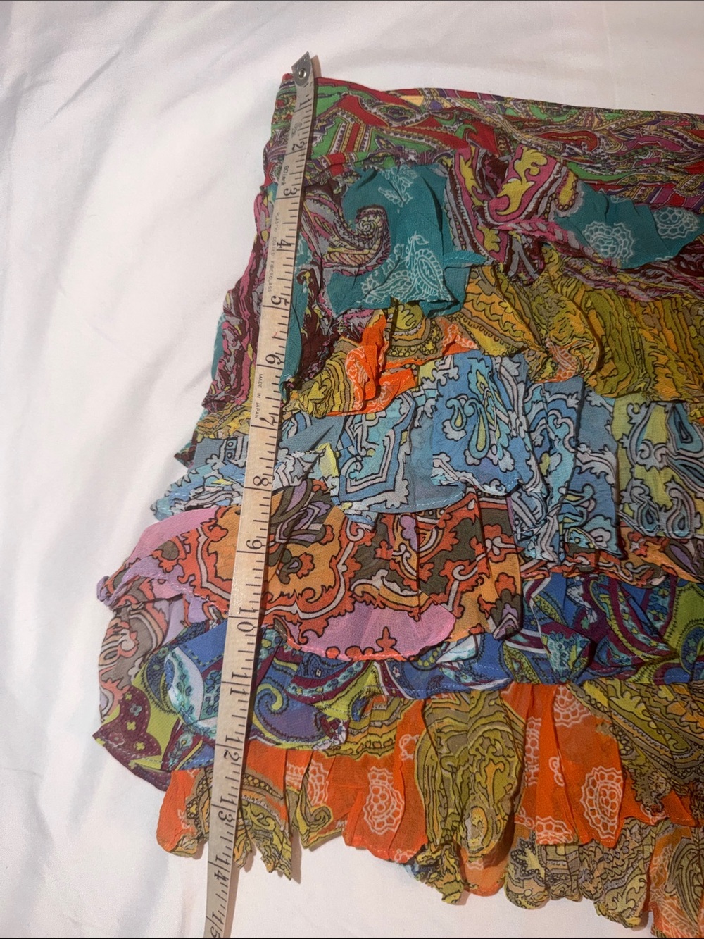 ZARA Colorful Paisley Patchwork Ruffle Mini Skirt, size medium - Picture 12 of 16